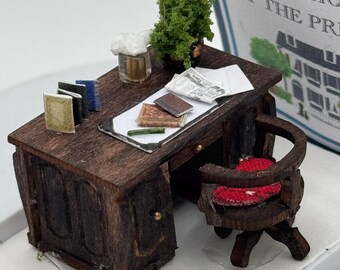 Dolls House 1/48th / 1:48 /  Quarter Scale  Desk and Chair