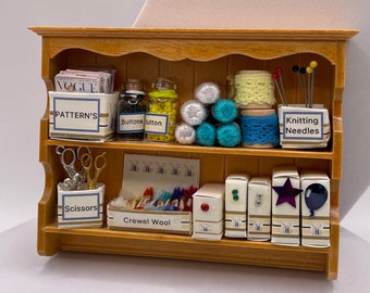 Dolls House Miniatures - Pine Haberdashery Wall Shelf
