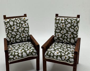 Dolls House Miniatures - 1/12 Arts and Crafts Chairs - Liberty fabric x1 chair