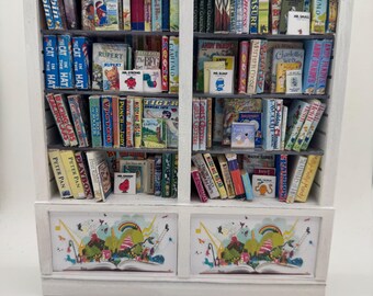 Dolls House Miniatures - Double Children’s Book Shelf ideal for Toy shop, School or Playroom