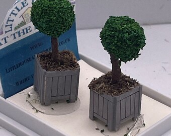 Dolls House Miniatures ( 1/48th - 1:48th - 1/4" - Quarter Inch Scale )  Hand Made  -s/2 Topiary Trees