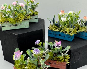 Dolls House Miniatures - 1/12th Trough / Window box with Butterfly (various options)