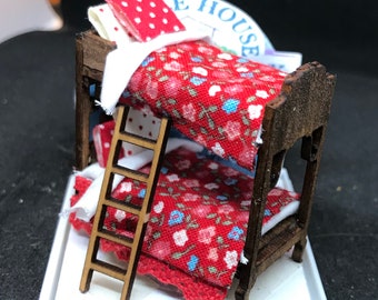 Dolls House Miniatures ( 1/48th - 1:48 - 1/4" - Quarter Inch Scale )  - Hand Made    - Bunk Beds - Harper