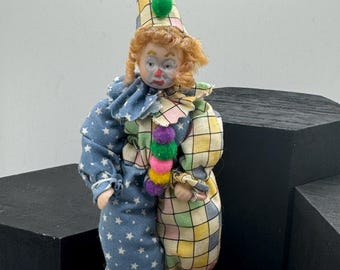 Dolls House Miniatures - 1/12th child dolls in Fancy Dress (Clara the Clown) x1