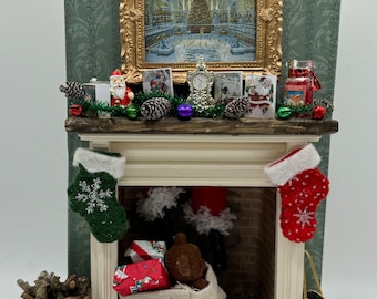DOLLS HOUSE MINIATURES - 1/12th scale (1 inch) Santa got stuck up the Chimney