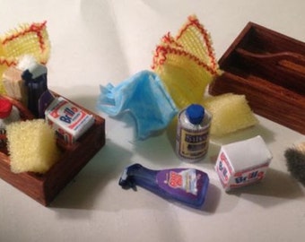 Dolls House Miniatures- 1/12th Handmade Cleaning Box Kit
