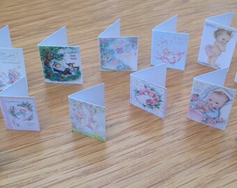 Dolls House Miniatures -  baby girl Greetings cards (vintage style)