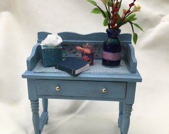 Dolls House Miniatures - Blue Side Table Washstand
