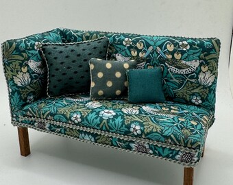 Dolls House Miniatures - 1/12th Scale chaise seat - William Morris ( Liberty ) fabric
