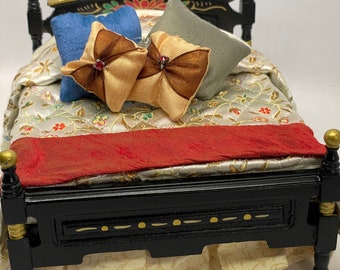 Dolls House Luxury Dressed 1/12th Double Bed - Sophia