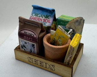 Dolls House Miniatures - 1/12th Garden Seed Tray with Accessories x1