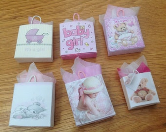 Dolls House Miniatures -  baby girl  Gift Bags