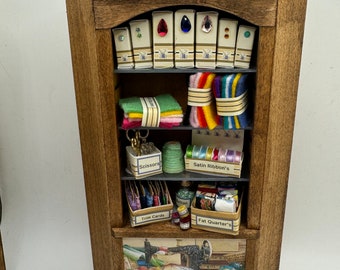 Dolls House Miniatures - 1/12th  - Haberdashery Sewing Shelf corner