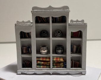 Dolls House 1/48th - Long Bookcase - Light Grey