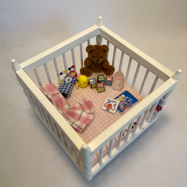 Dolls House Dressed 1/12th Pink Playpen