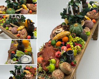 Dolls House Miniatures - Tudor Feast Table