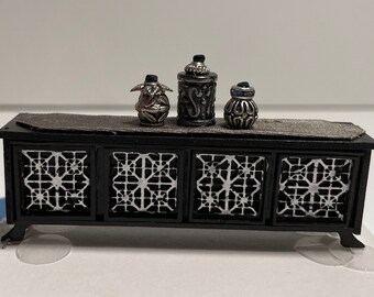 Dolls House 1/48th - Long Side Table - Black and Silver