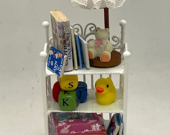 Dolls House Miniatures - White wire Girls shelf unit