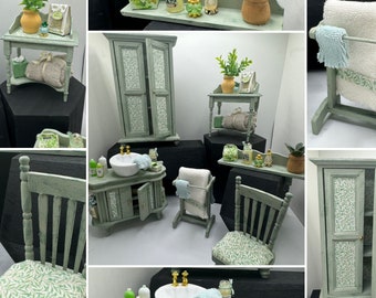 Dolls House Miniatures - 1/12th / 1:12 / inch scale.    Shabby Chic Bathroom Bedroom Furniture ( 6 options  )