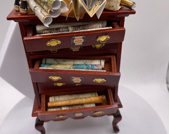 Dolls House Miniatures - 1/12th Cartographers ( Map ) Drawers  - Vera Collective