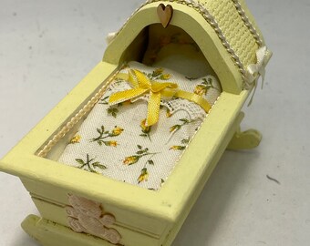 Dolls House 1/12th Lemon Rocker Crib