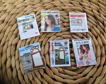 Dolls House Miniatures -  6 x UK Broadsheet Newpapers - Royal Baby "Cambridge" announcement 1/12th
