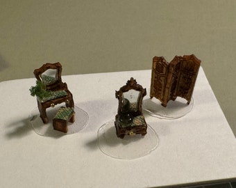 Dolls House Miniatures 1/144th / 1:144 / micro / dutch scale Victorian Dressing Room set