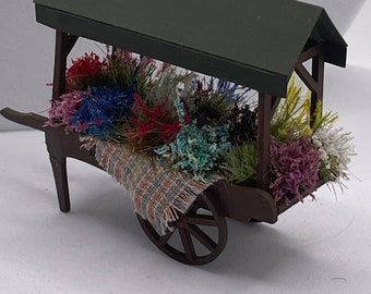 Dolls House Miniatures ( 1/48th - 1:48th - 1/4" - Quarter Inch Scale )  - Hand Made   - Flower Cart