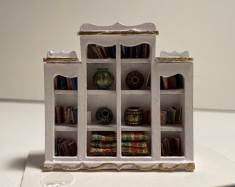 Dolls House 1/48th - Long Bookcase - White