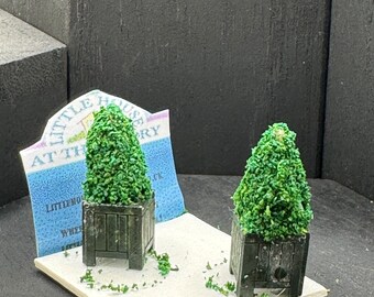 Dolls House Miniatures ( 1/48th - 1:48th - 1/4" - Quarter Inch Scale )  - s/2 topiary Trees