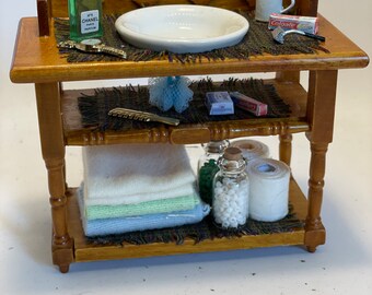 Dolls House Miniatures - 1/12th Wooden Gents Washstand
