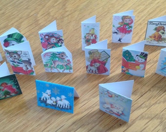 DOLLS HOUSE  - 1/12th Chistmas cards (set  - f) vintage style