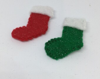 DOLLS HOUSE MINIATURES - Felt Christmas Stockings x 2