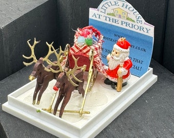 Dolls House  1/48th Santa's Sleigh with Reindeer