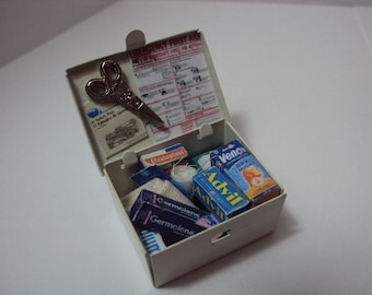 dolls house miniature - 1/12th first aid tin box