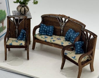 Dolls House 1/48th / 1:48 /Quarter Scale - Art Nouveau Chair Set