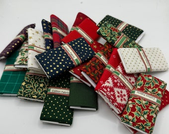 DOLLS HOUSE MINIATURES - Christmas fabric bolts  x1 velvets or cottons