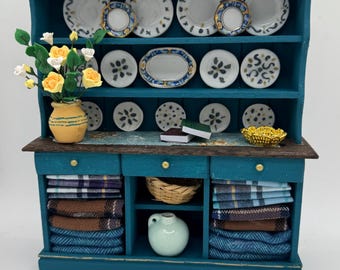 Dolls House Miniatures - Hand painted  Kitchen Dresser / Hutch