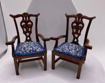 Dolls House Miniatures - 1/12th Pair ornate chairs