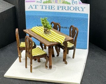 DOLLS HOUSE MINIATURES - 1/48 - 1:48 - 1/4" - Quarter Inch Scale - Table with 4 chairs