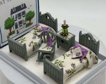 Dolls House 1/48th / 1:48 /Quarter Scale - Twin Single bedroom set