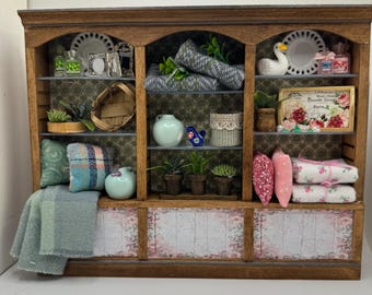 Dolls House Miniatures - Hand Made 1/12th  -  Homewares / house decor shop  Shelves