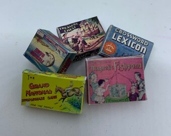 Dolls House Miniatures - set of 5 Boxed Games