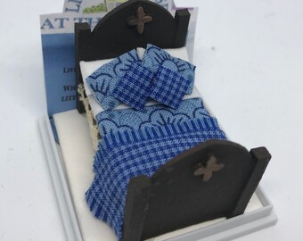 Dolls House Miniatures - Hand Made Double Bed (1/48th / 1:48 / Quarter Scale )- mary