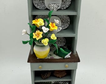 Dolls House Miniatures - Hand painted  Kitchen Dresser / Hutch