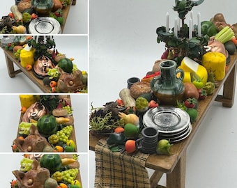 Dolls House Miniatures - Tudor Feast Table