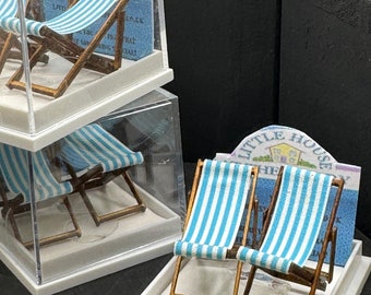 Dolls House Miniatures ( 1/48th - 1:48th - 1/4" - Quarter Inch Scale )  - s/2 Deck Chairs