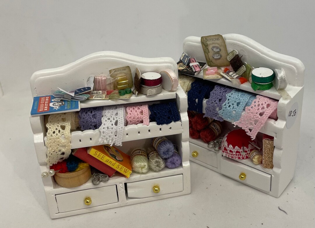 Dolls House Miniatures - 1/12th Haberdashery / Sewing Shelf - White - Etsy