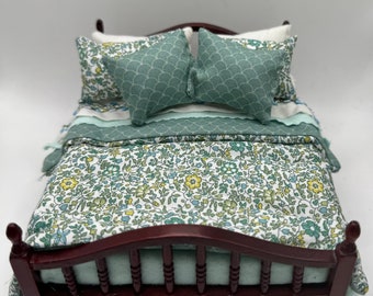 Dolls House Dressed 1/12th Double Bed - Libby - Liberty Fabric