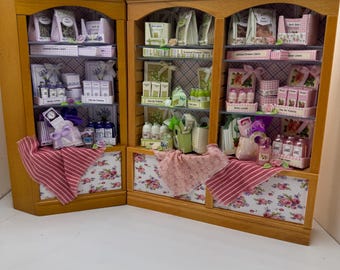 Dolls House Miniatures - Hand Made 1/12th  -  Perfumery / toiletries shop   Shelves (2 variations)